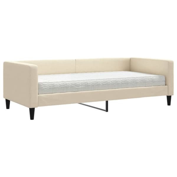 vidaXL daybed med madras 90x200 cm stof cremefarvet
