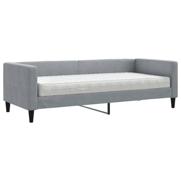 vidaXL Dagbädd med madrass ljusgrå 80x200 cm tyg