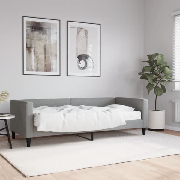 vidaXL Dagbädd med madrass ljusgrå 80x200 cm tyg