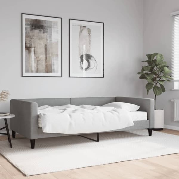 vidaXL Dagbädd med madrass ljusgrå 100x200 cm tyg