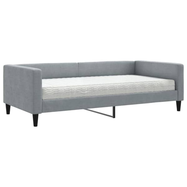 vidaXL Dagbädd med madrass ljusgrå 100x200 cm tyg