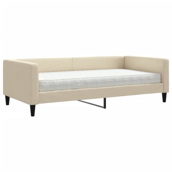 vidaXL Dagbädd med madrass gräddvit 100x200 cm tyg