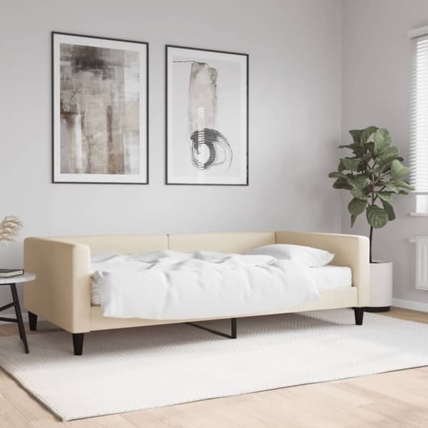 vidaXL Dagbädd med madrass gräddvit 100x200 cm tyg