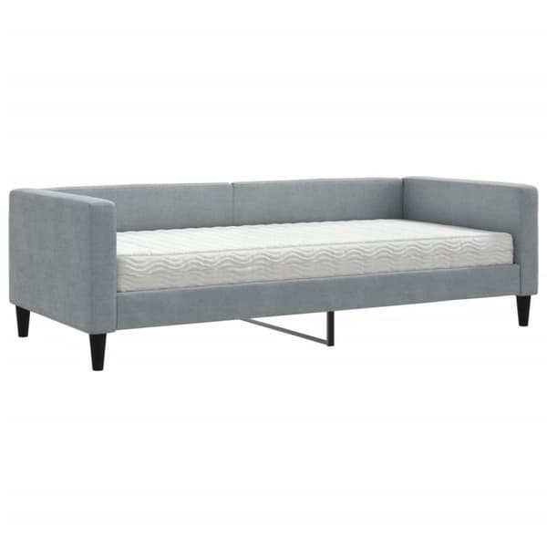 vidaXL Dagbädd med madrass ljusgrå 90x190 cm tyg