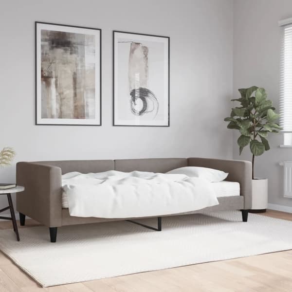 vidaXL Dagbädd med madrass taupe 100x200 cm tyg