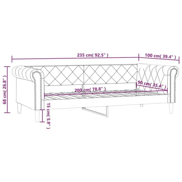 vidaXL daybed 90x200 cm kunstlæder cremefarvet