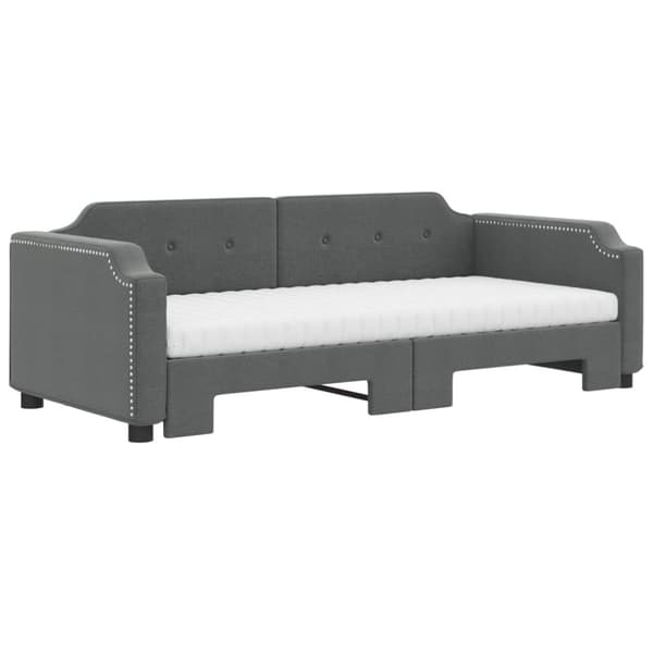 vidaXL Dagbädd med extrabädd och madrasser mörkgrå 100x200 cm tyg