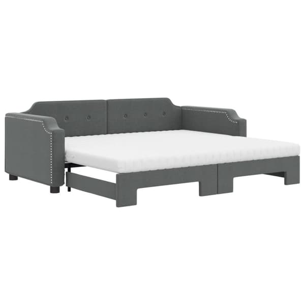 vidaXL daybed med udtræk og madras 100x200 cm stof mørkegrå