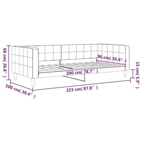 vidaXL Dagbädd ljusgrå 90x200 cm sammet