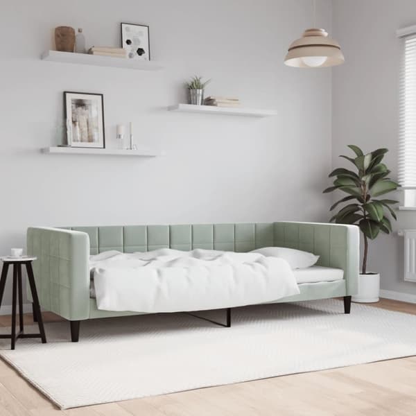 vidaXL Dagbädd ljusgrå 90x200 cm sammet
