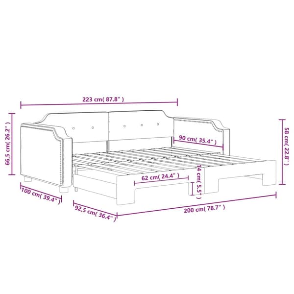 vidaXL daybed med udtræk 90x200 cm stof sort