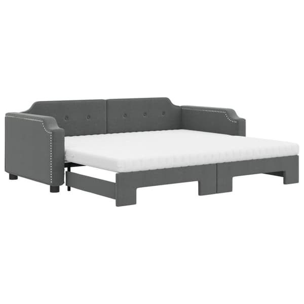 vidaXL Dagbädd utdragbar med madrasser mörkgrå 90x200 cm tyg