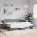 Miniatyrbillede 1 af 11: vidaXL daybed med udtræk og madras 100x200 cm stof lysegrå