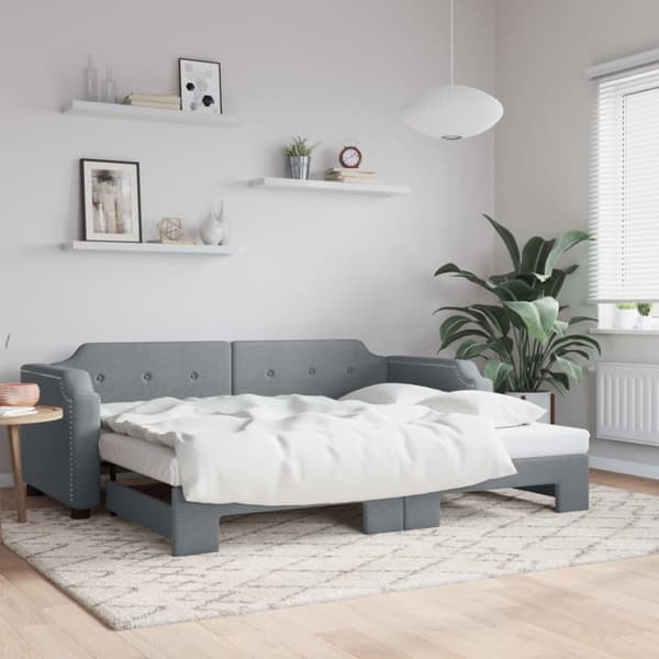 vidaXL Dagbädd utdragbar ljusgrå 100x200 cm tyg