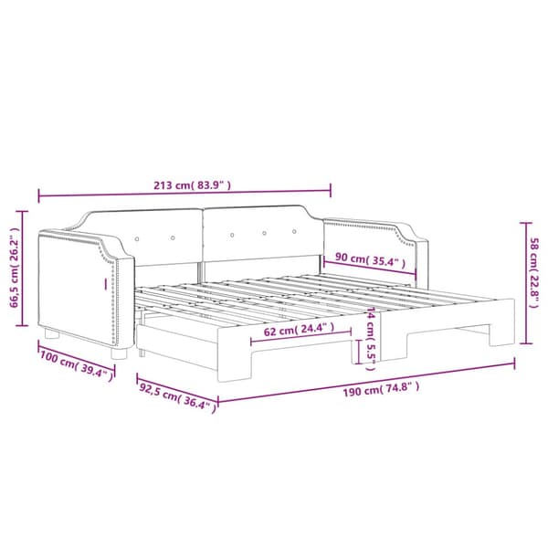vidaXL daybed med udtræk 90x190 cm stof mørkegrå
