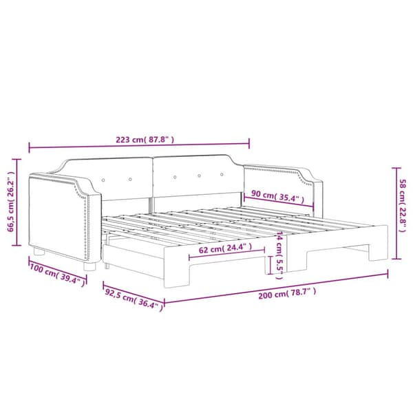 vidaXL Dagbädd utdragbar taupe 90x200 cm tyg