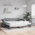 Miniatyrbillede 2 af 11: vidaXL daybed med udtræk og madras 90x200 cm stof lysegrå