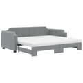 Miniatyrbillede 1 af 11: vidaXL daybed med udtræk og madras 90x200 cm stof lysegrå