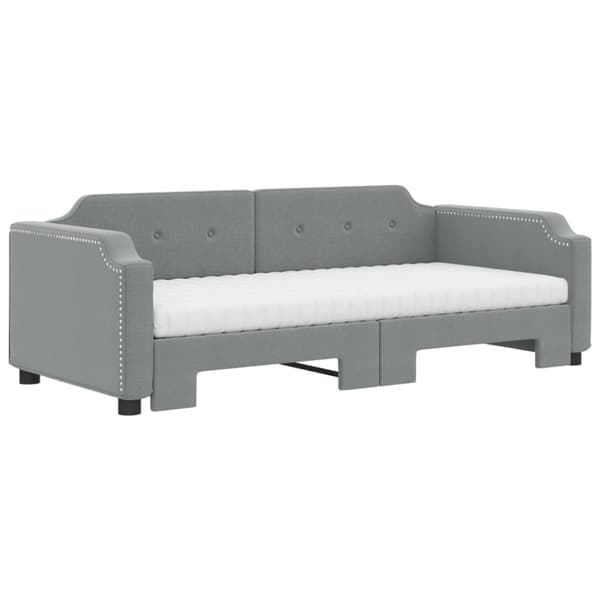 vidaXL Dagbädd utdragbar med madrasser ljusgrå 90x200 cm tyg