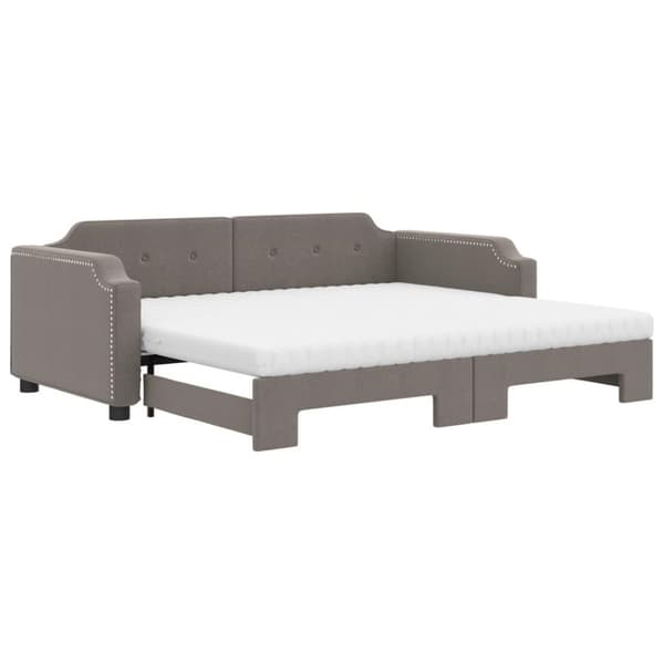 vidaXL Dagbädd utdragbar med madrasser taupe 90x200 cm tyg
