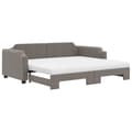 Miniatyrbillede 3 af 11: vidaXL daybed med udtræk og madras 100x200 cm stof gråbrun