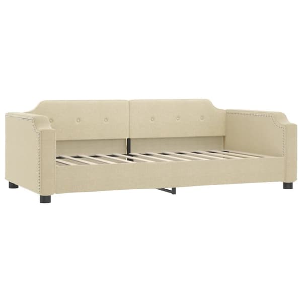 vidaXL Dagbädd utdragbar med madrasser gräddvit 90x200 cm tyg