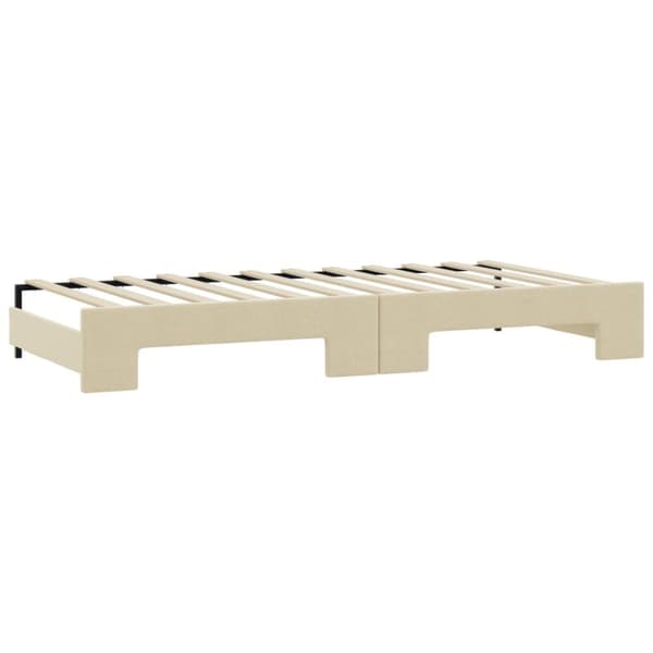 vidaXL Dagbädd utdragbar med madrasser gräddvit 90x200 cm tyg