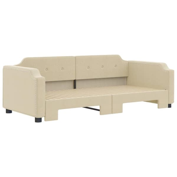vidaXL Dagbädd utdragbar gräddvit 90x200 cm tyg