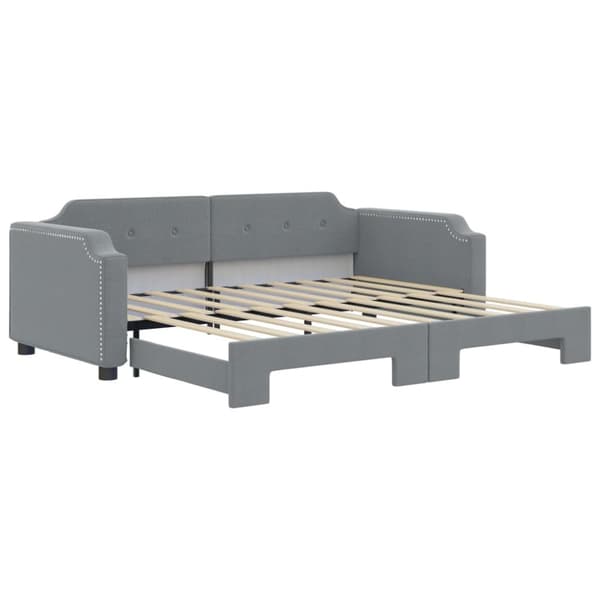 vidaXL Dagbädd utdragbar ljusgrå 90x190 cm tyg