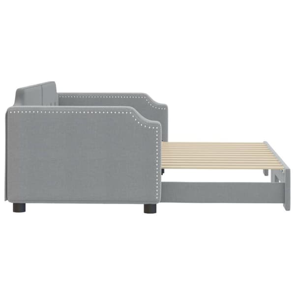 vidaXL Dagbädd utdragbar ljusgrå 90x200 cm tyg