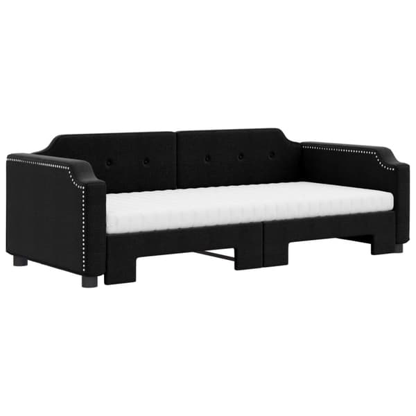 vidaXL daybed med udtræk og madras 90x200 cm stof sort