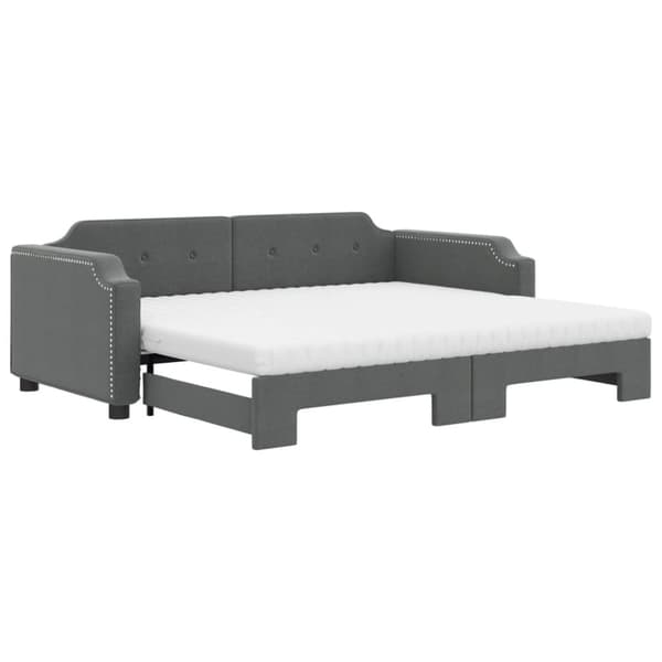 vidaXL Dagbädd med extrabädd och madrasser mörkgrå 90x190 cm tyg