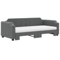 Miniatyrbillede 4 af 11: vidaXL daybed med udtræk og madras 90x190 cm stof mørkegrå