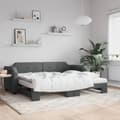 Miniatyrbillede 2 af 11: vidaXL daybed med udtræk og madras 90x190 cm stof mørkegrå