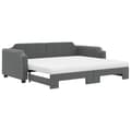 Miniatyrbillede 1 af 11: vidaXL daybed med udtræk og madras 90x190 cm stof mørkegrå