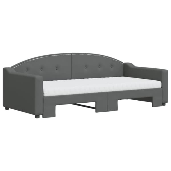 vidaXL daybed med udtræk og madras 90x190 cm stof mørkegrå