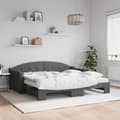 Miniatyrbillede 2 af 11: vidaXL daybed med udtræk og madras 90x190 cm stof mørkegrå