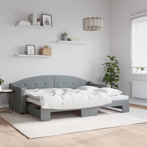 vidaXL daybed med udtræk 80x200 cm stof lysegrå