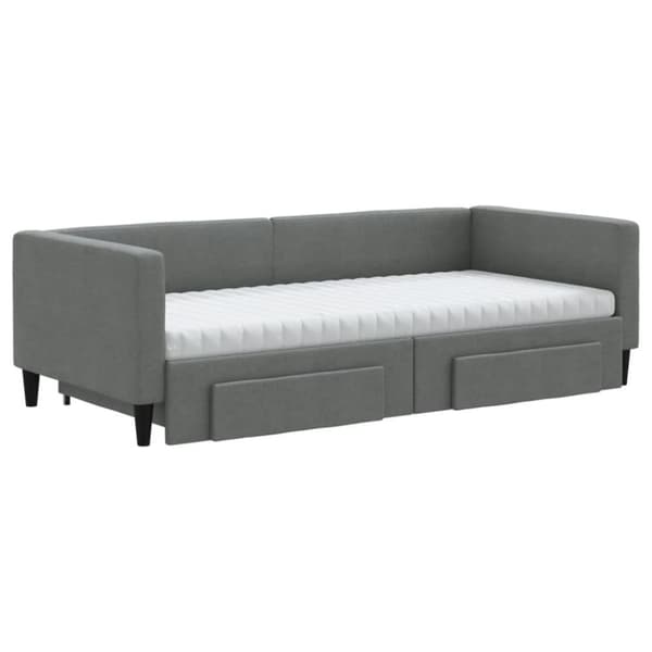 vidaXL daybed med udtræk og skuffer 90x200 cm stof mørkegrå