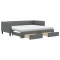 Miniatyrbillede 2 af 11: vidaXL daybed med udtræk og skuffer 90x200 cm stof mørkegrå