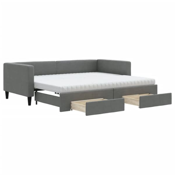 vidaXL daybed med udtræk og skuffer 90x200 cm stof mørkegrå