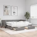 Miniatyrbillede 1 af 11: vidaXL daybed med udtræk og skuffer 90x200 cm stof mørkegrå