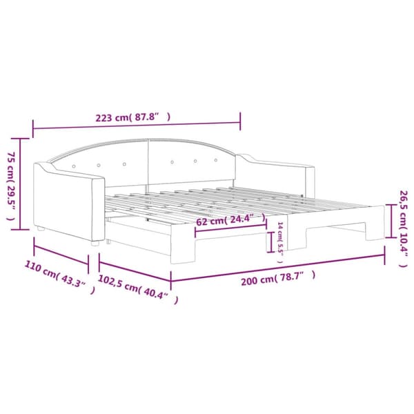 vidaXL daybed med udtræk 100x200 cm stof gråbrun