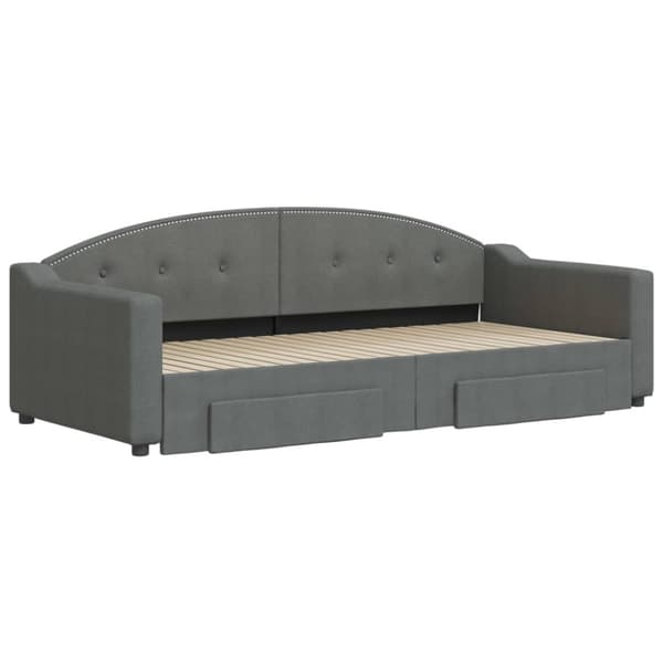 vidaXL daybed med udtræk og skuffer 90x200 cm stof mørkegrå
