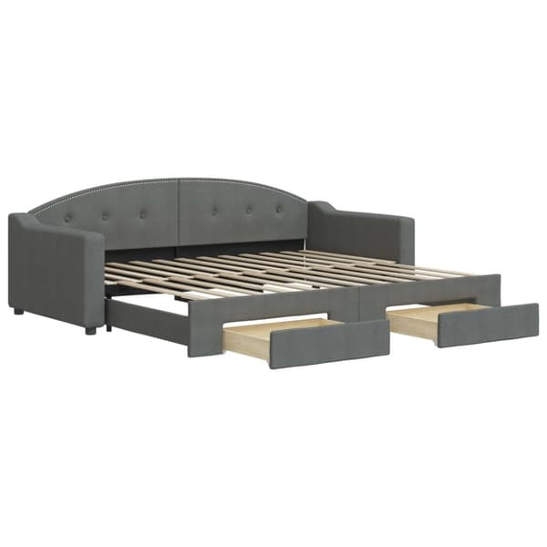 vidaXL daybed med udtræk og skuffer 90x200 cm stof mørkegrå