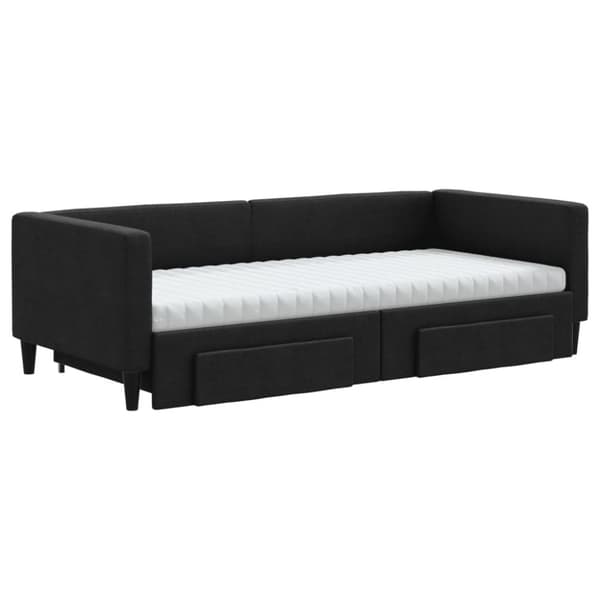 vidaXL daybed med udtræk og skuffer 90x190 cm stof sort