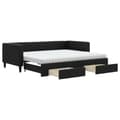 Miniatyrbillede 2 af 11: vidaXL daybed med udtræk og skuffer 90x190 cm stof sort