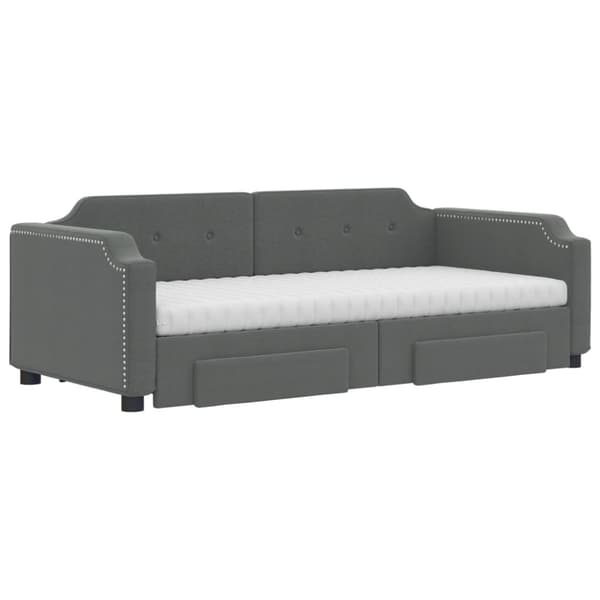 vidaXL daybed med udtræk og skuffer 100x200 cm stof mørkegrå