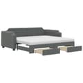 Miniatyrbillede 2 af 11: vidaXL daybed med udtræk og skuffer 100x200 cm stof mørkegrå