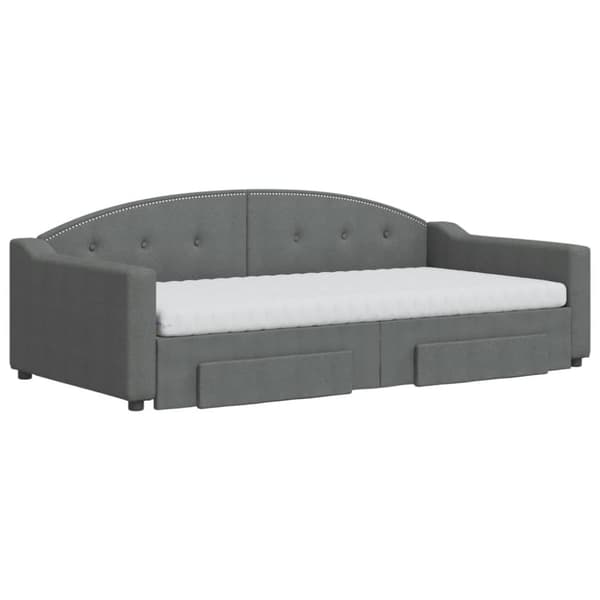 vidaXL daybed med udtræk og skuffer 100x200 cm stof mørkegrå